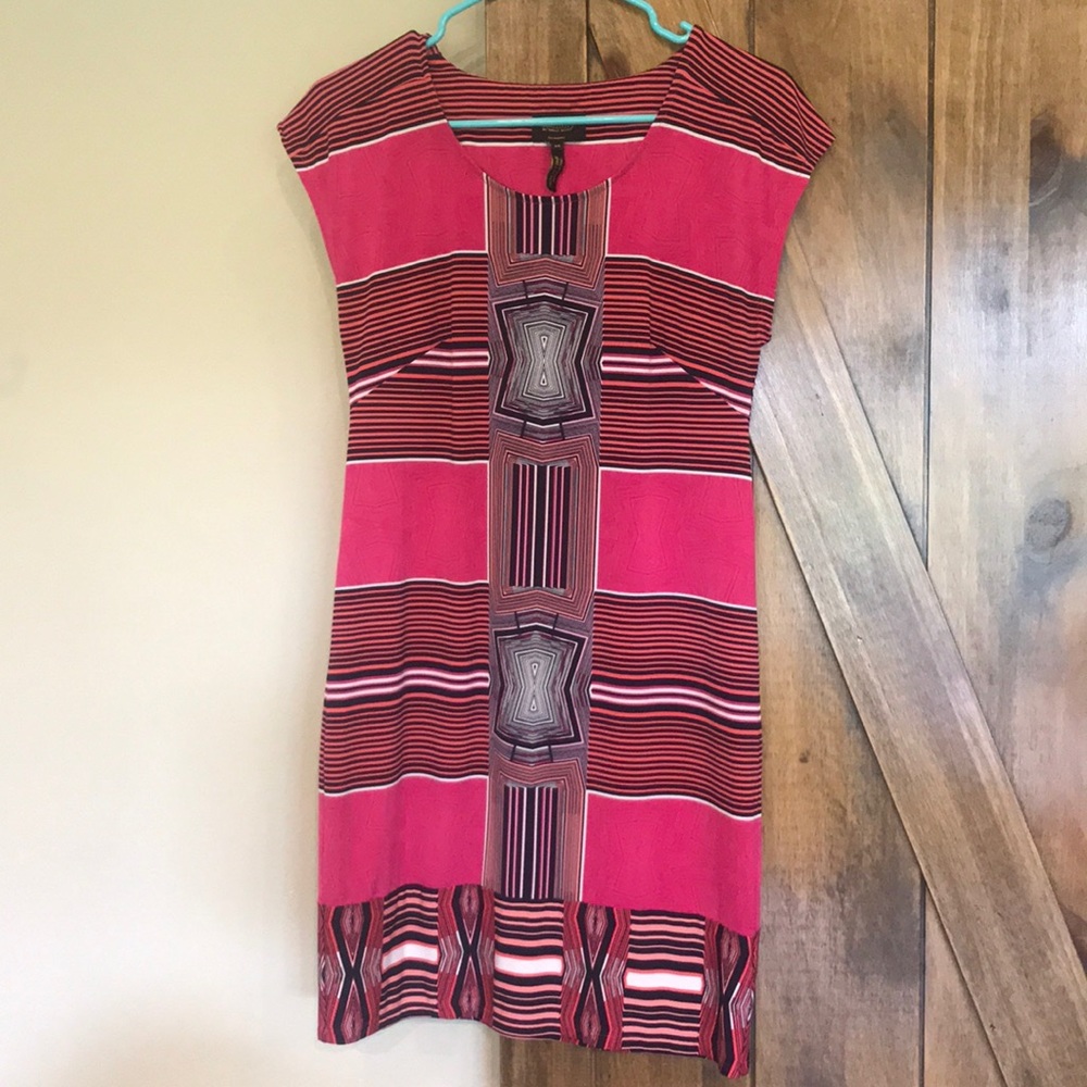 Pink tri-colored shift dress